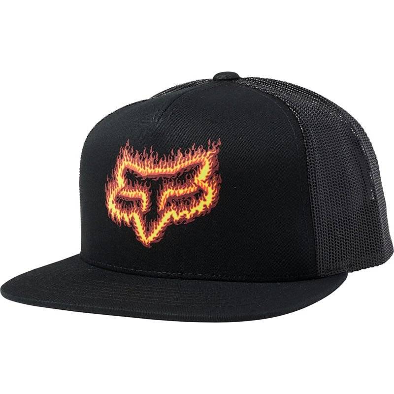 Бейсболка Fox Flame Head Snapback Hat Black/Orange, 2020, изображение  - НаВелосипеде.рф
