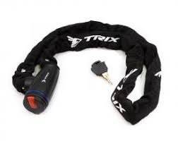 Велосипедный замок TRIX, цепь, на ключ, тканевая-оболочка, 3,5×1200, черный, GK105.109