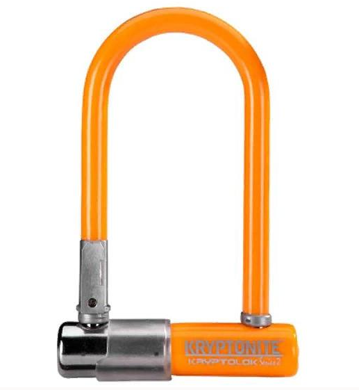 Велосипедный замок Kryptonite KryptoLok Series 2 Mini-7, U-lock, на ключ, с креплением, оранжевый