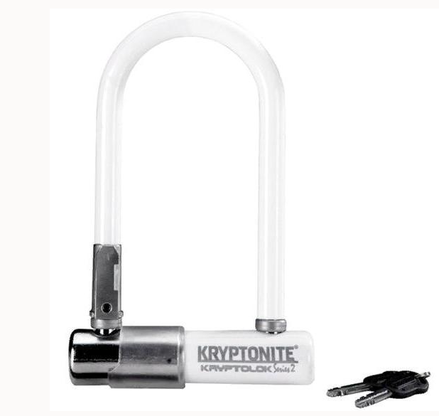 Велосипедный замок Kryptonite KryptoLok Series 2 Mini-7 w/ FlexFrame-U bracket U-lock, на ключ, белый