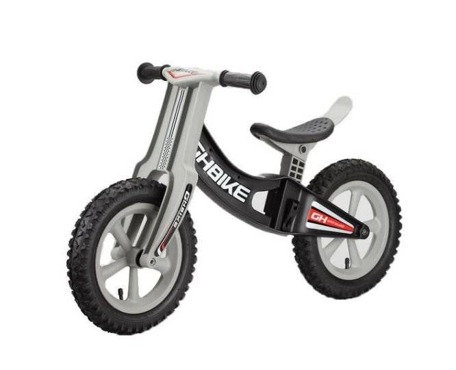 Беговел GHBIKE, прочная пластиковая рама, 12" колеса, черный, 6-160526, изображение  - НаВелосипеде.рф