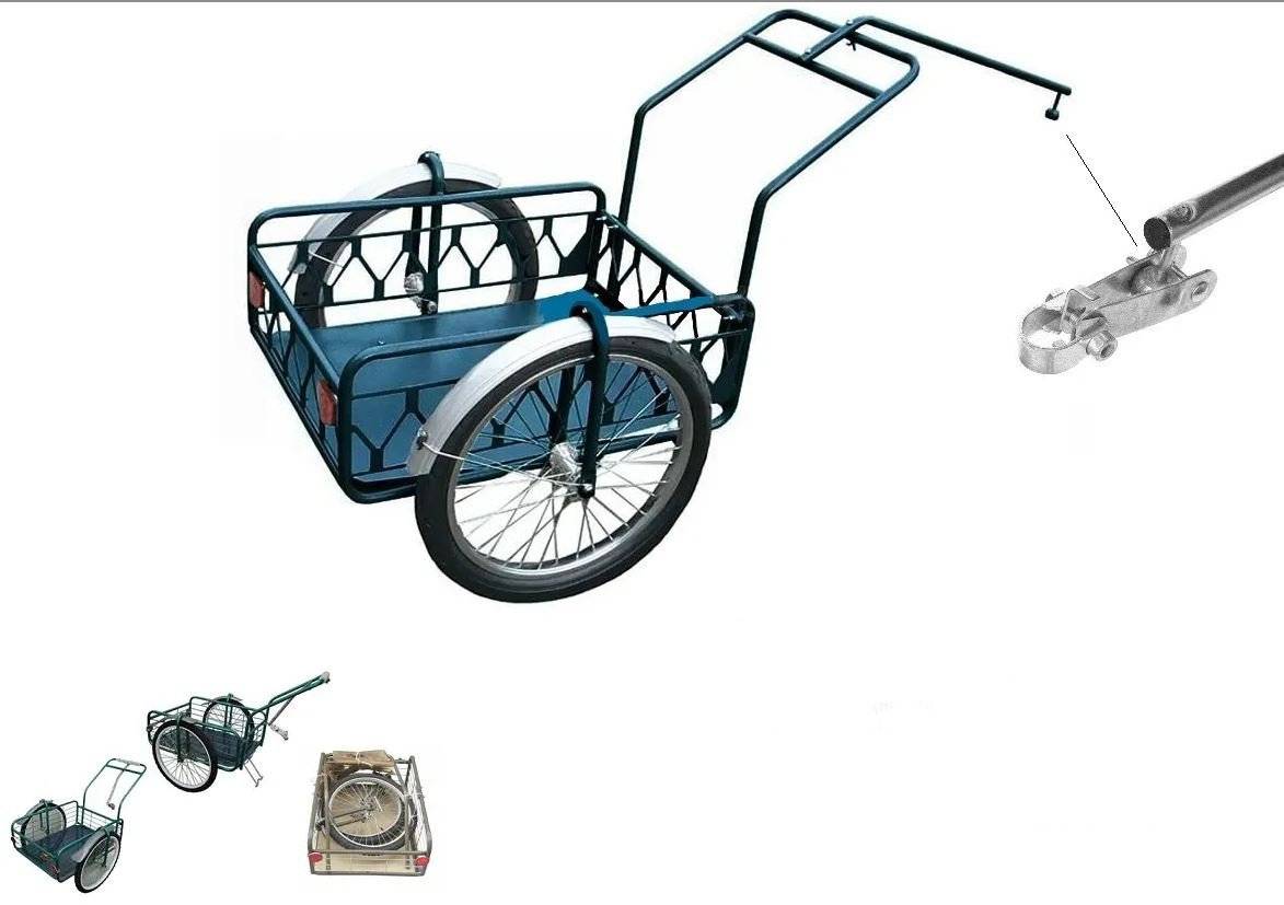 Велоприцеп Шмель, до 150 кг, синий, IDEVAR02153С, изображение  - НаВелосипеде.рф