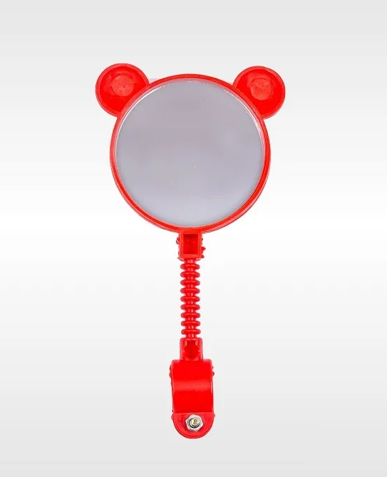 Зеркало заднего вида Мишка KIDS, детское, гибкая стойка, пластик, красный
