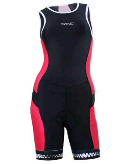 Стартовый  женский костюм для триатлон Santic, лямки, размер XL, черно-красный, LC03001XL, изображение  - НаВелосипеде.рф