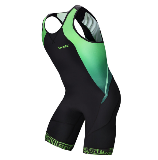 Стартовый костюм триатлон Santic, лямки, размер XL, черно-зеленый, M5C03006VXL, изображение  - НаВелосипеде.рф