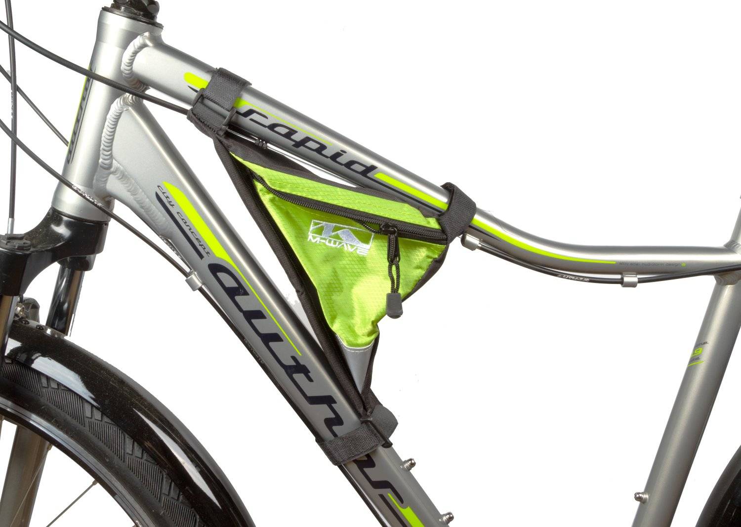 Подсумок велосипедный M-WAVE подрамный треугольный плечевой упор (100) черно-зеленый 5-122545