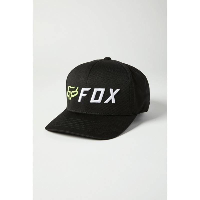 Бейсболка велосипедная Fox Apex Flexfit Hat, BLACK/YELLOW, 26044-019-S/M, Вариант УТ-00252450: Размер: S/M, изображение  - НаВелосипеде.рф
