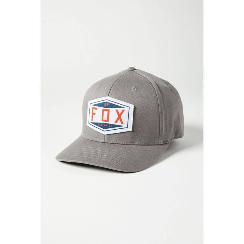 Бейсболка велосипедная Fox Emblem Flexfit Hat, pewter, 2021, 27096-052-L/XL, Вариант УТ-00256016: Размер: L/XL, изображение  - НаВелосипеде.рф