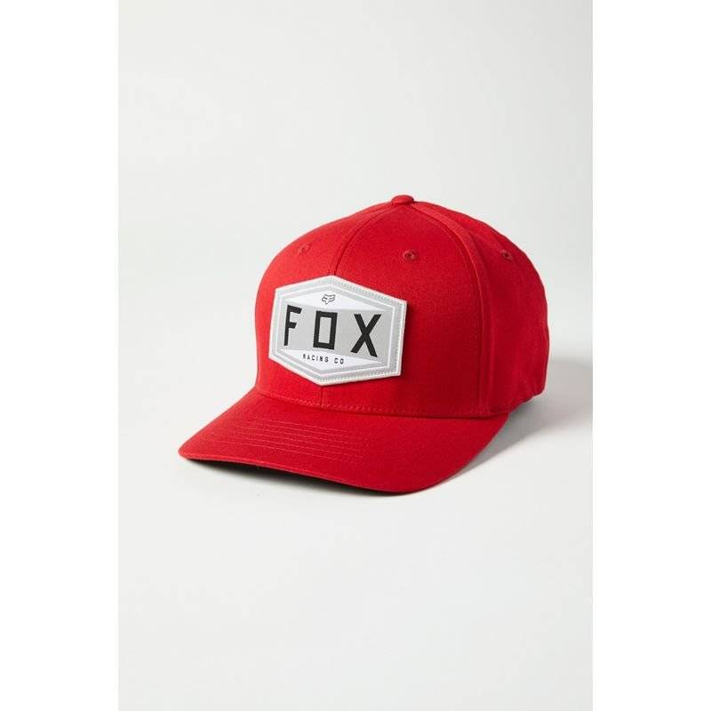 Бейсболка велосипедная Fox Emblem Flexfit Hat, chili, 2021, Вариант УТ-00256018: Размер: L/XL, изображение  - НаВелосипеде.рф