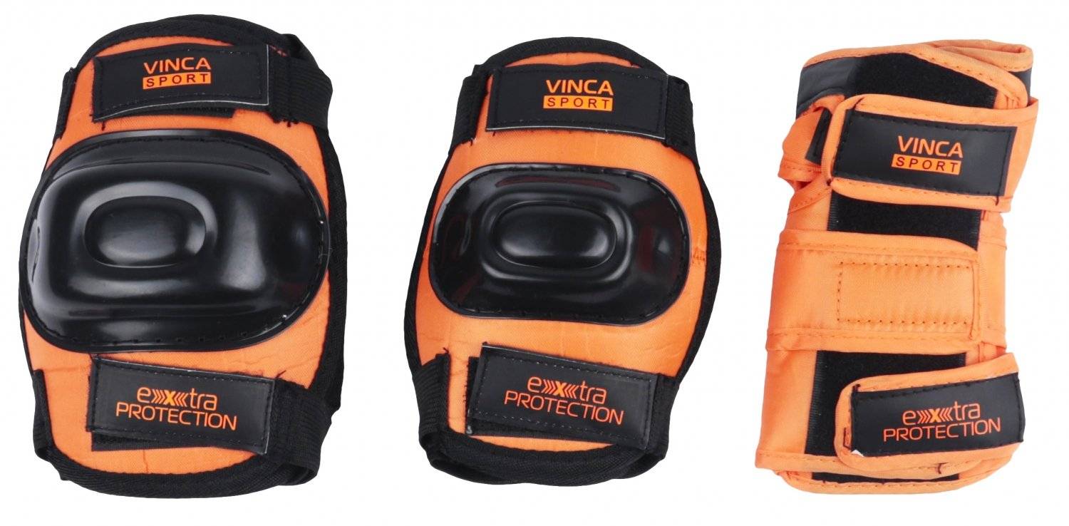 Защита Vinca Sport, детская, комплект (наколенник, налокотник, наладонник), оранжевый,, Вариант УТ-00265148: Размер: S, изображение  - НаВелосипеде.рф