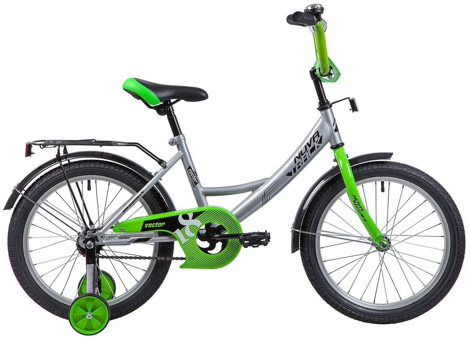 Детский велосипед Novatrack Vector 18" 2019, Вариант УТ-00271175: Возраст: 6-7 лет (Рост: до125 см), Цвет: Зеленый , изображение  - НаВелосипеде.рф