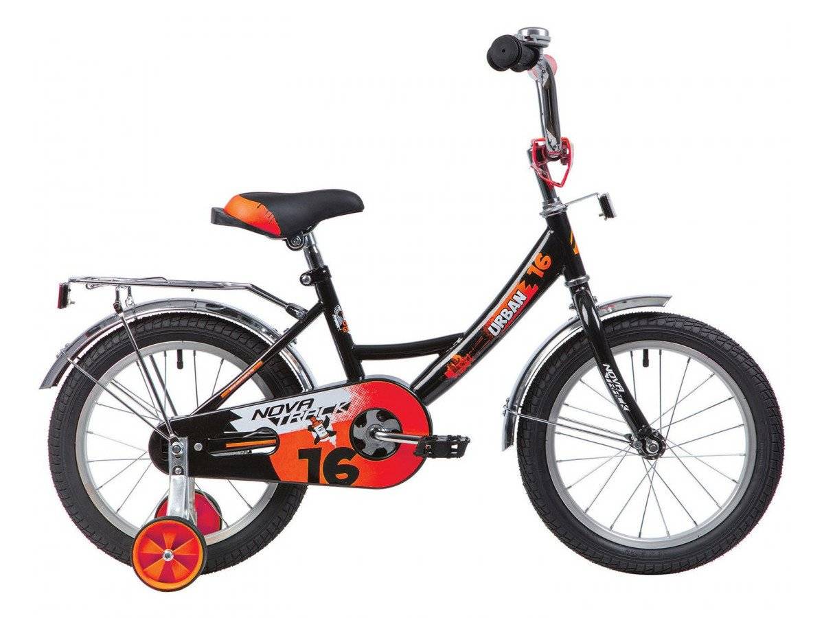 Детский велосипед Novatrack Urban 16" 2020, Вариант УТ-00271183: Возраст: 4-6 лет (Рост: до 115 см), Цвет: черный, изображение  - НаВелосипеде.рф