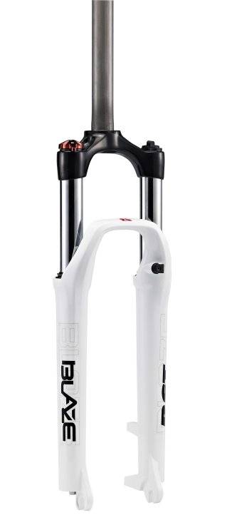 Вилка велосипедная RST Blaze TNL, 27.5"х 28,6, пружинно-масляная, 100 мм, D, белая, 1-0202, изображение  - НаВелосипеде.рф