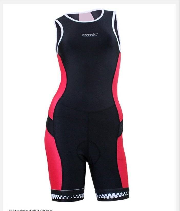 Стартовый женский костюм для триатлон Santic, лямки, размер L, черно-красный, LC03001L, изображение  - НаВелосипеде.рф