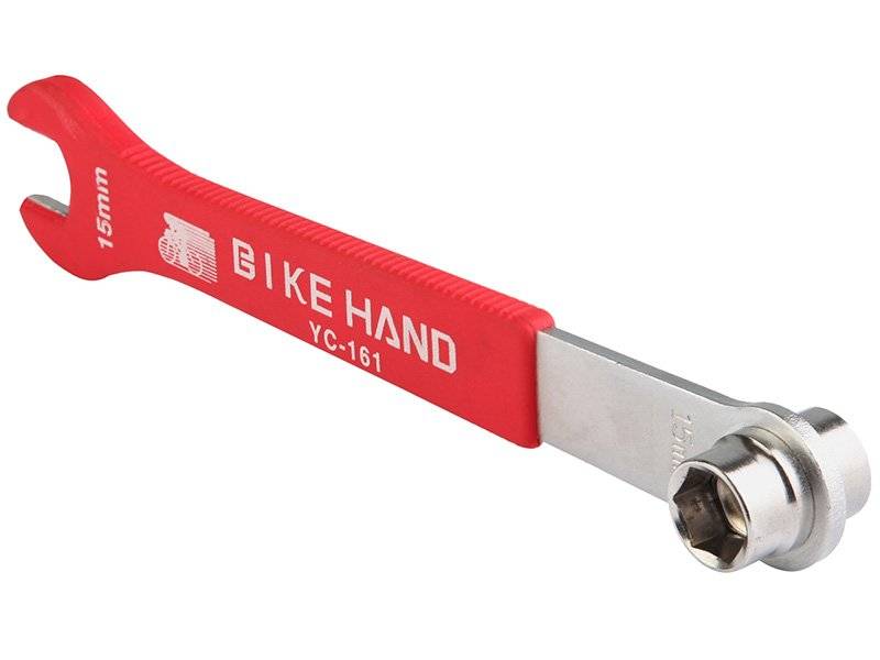 Ключ для педалей 14/15мм BIKE HAND YC-161, накидной + 15мм шлицевой, YC-161