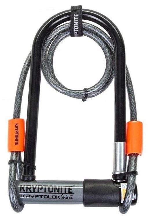 Велосипедный замок Kryptonite Kryptolok Standard Flex Cable + Flexframe Bracket, U-lock, на ключ, тросовый, 720018001966