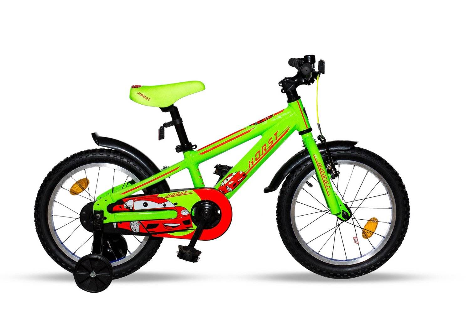 Детский велосипед HORST Blitz 16" 2019, Вариант УТ-00141257: Колеса: 9 (Рост: 110 - 120 см), Цвет: салатовый/красный, изображение  - НаВелосипеде.рф