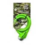 Велосипедный замок Vinca Sport детский, тросовый, на ключ, c брелком, 12*1000мм, зеленый, VS 560 Military, изображение  - НаВелосипеде.рф