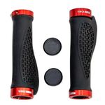 Грипсы велосипедные Vinca Sport эргономичные, чёрные, длина 129мм, зажим красный,  H-G 127 black/red, изображение  - НаВелосипеде.рф