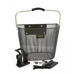 Велокорзина Vinca Sport, передняя, черная, зеленая ручка, P 01 blak/green, изображение  - НаВелосипеде.рф