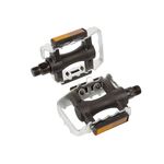 Педали MTB HORST, пластик с алюминиевым ободом, с отражателем, серебряно-черные, 00-170380, изображение  - НаВелосипеде.рф