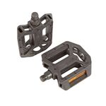 Педали велосипедные M-Wave, BMX, пластик, широкие, шарикоподшипниковые, с отражателем, черные, 5-313310, изображение  - НаВелосипеде.рф