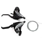 Манетки/тормозные ручки SHIMANO, левая - 3  скорости, правая - 7  скорости, черные, с тросиком  KD 65-3SI/, изображение  - НаВелосипеде.рф