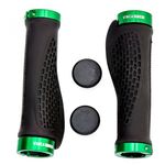 Грипсы велосипедные Vinca Sport эргономичные, чёрные, длина 129мм, зажим зелёный,  H-G 127 black/green, изображение  - НаВелосипеде.рф