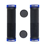 Грипсы велосипедные Vinca Sport, резина, 129 мм, черные, металлический синий зажим, H-G119 black/blue, изображение  - НаВелосипеде.рф