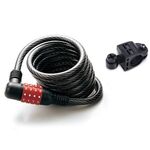 Велосипедный замок HANDYWAY спиральный тросовый, кодовый, с креплением, 8 x 1200мм, чёрный, CL-838W/BL-888, изображение  - НаВелосипеде.рф