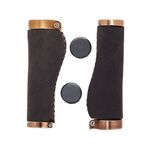 Грипсы велосипедные Vinca Sport c зажимами, материал - замша, темно-коричневые, HL-G 02 dark brown, изображение  - НаВелосипеде.рф