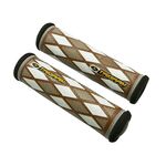 Грипсы велосипедные TRIGRAM GC2C, бело-коричневые, с заглушками, полиуретан/губчатая кожа, 128мм, GC2C, изображение  - НаВелосипеде.рф