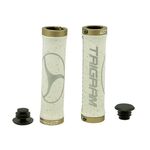 Грипсы велосипедные TRIGRAM GFJ, белые, с 2 алюминиевыми грипстопами, с заглушками, 129мм, GFJ, изображение  - НаВелосипеде.рф