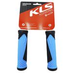 Грипсы велосипедные KELLYS KLS ADVANCER 2D 133мм, кратон/гель, с заглушками, Grips KLS ADVANCER 2D, blue 133 mm, изображение  - НаВелосипеде.рф