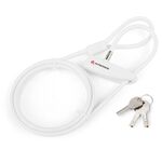 Велосипедный замок Kross KZK 300 тросовый, на ключ, 2000 х 6 мм, белый, T4CZP000180WH, изображение  - НаВелосипеде.рф