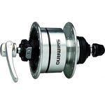 Велосипедная динамовтулка Shimano 3D72, 32 отверстия, 6V-3W, QR, серебристая, EDH3D72BS, изображение  - НаВелосипеде.рф