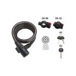 Велосипедный замок GOLDEN KEY тросовый, на ключ, с креплением, 12х1800мм, черный, GK102.110, изображение  - НаВелосипеде.рф