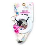 Велосипедный замок Vinca Sport детский, тросовый, на ключ, c брелоком, 12 х 1000мм, белый, VS 560 white Flowers, изображение  - НаВелосипеде.рф