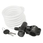 Велосипедный замок M-WAVE, тросовый, на ключ, с креплением, 10 х 1800 мм, белый, 5-233862, изображение  - НаВелосипеде.рф