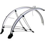 Крылья велосипедные M-Wave, металлопластик, 28"х48 мм, с усами, серебристые, 5-386106, изображение  - НаВелосипеде.рф