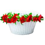 Велокорзина Vinca Sport, на руль, красные цветы, P 08-8, изображение  - НаВелосипеде.рф