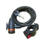 Велосипедный замок TBS TY-511, спиральный тросовый, на ключ, с креплением, 10 х 1800 мм, чёрный, TY-511-1, изображение  - НаВелосипеде.рф