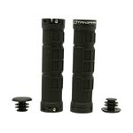 Грипсы велосипедные TRIGRAM GROUP, кратон, с 2 алюминиевыми грипстопами, с заглушками, 120мм, чёрные, GROUP, изображение  - НаВелосипеде.рф