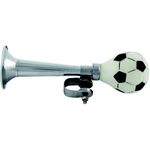 Клаксон M-Wave резина/сталь прямой "футбольный мяч" хромированный, 5-200253, изображение  - НаВелосипеде.рф
