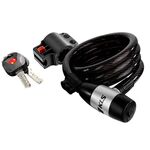 Велосипедный замок KELLYS KLS Recoil, тросовый, на ключ, с креплением, 5,6 х 12 х 1500 мм, черный, изображение  - НаВелосипеде.рф