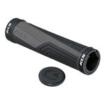 Грипсы велосипедные KELLYS KLS ADVANCER 2D LockOn, чёрный/белый, 138мм, с одним грипстопом, с заглушками, Grips KLS, изображение  - НаВелосипеде.рф