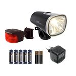 Комплект фар SIGMA, фары FL 710 и CUBERIDER I, с зарядкой и аккумулятором, черные, 18531, изображение  - НаВелосипеде.рф