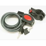 Велосипедный замок HANDYWAY CL-951, спиральный тросовый, на ключ, с креплением, 10 x 1500 мм, черный, CL-951&BL-718, изображение  - НаВелосипеде.рф