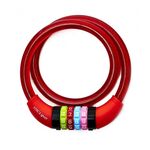 Замок велосипедный Vinca Sport, кодовый, 10*1000мм, красный тросик, VS 101.427 red, изображение  - НаВелосипеде.рф