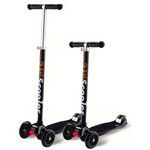Самокат детский Maxi-21st scooter, регулируемый руль, четырёхколёсный, светящиеся колеса, до 60кг, черный 00-170075-1, изображение  - НаВелосипеде.рф
